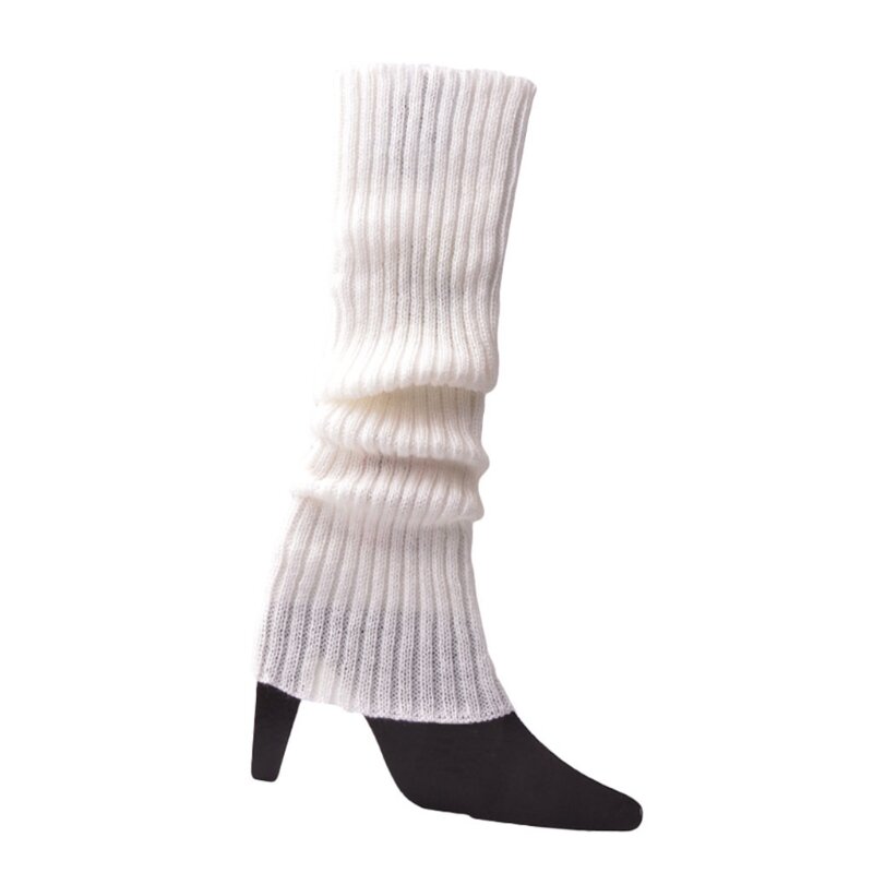 Calcetines acanalados brillantes sin pies para mujer, calentadores de piernas de punto de color neón de los 80, para Halloween