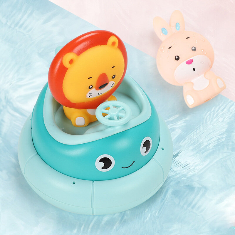 Copo giratório elétrico para banheiro para bebês, copo de coelho com combinação de leão, água em spray, quebra-cabeças de brinquedo infantil
