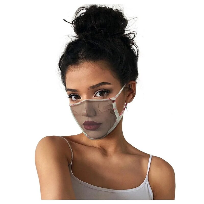 Прозрачная маска с эффектом потертости для губ, многоразовая моющаяся Пылезащитная маска для лица