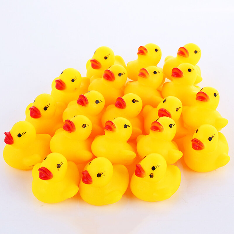 20-300pcs Baby Bath Toys Swimming Pool Bathing Ducks Water Game Float Squeaky Sound Rubber Ducks Toys for Children Gifts