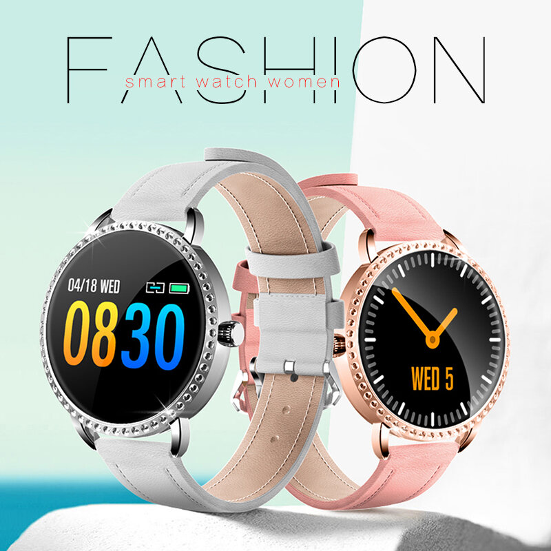 LIGE New 1.0 inch Fashion Women Smart Watch Men Waterproof Heart Rate Monitor Calories Smartwatch Women For Android IOS iPhone