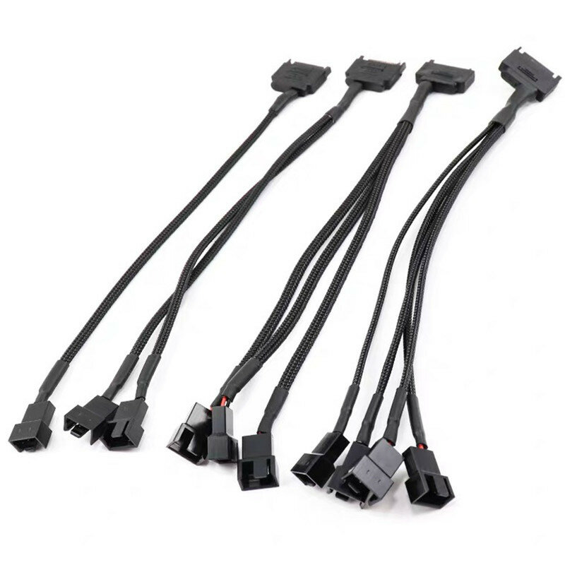 SATA 15PIn to 2 Way 3/4Pin Computer CPU host cooling fan adapter cable 1 to 1 2 3 4 HUB extension cable Conversion Power Cable