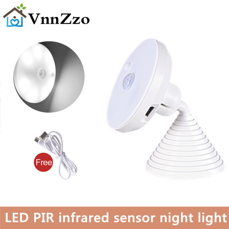 Светодиодный ночсветильник с инфракрасным датчиком, 600 мА · ч, зарядка через USB, 8 лампочек, подходит для шкафа, настенной лампы, семейной спал...