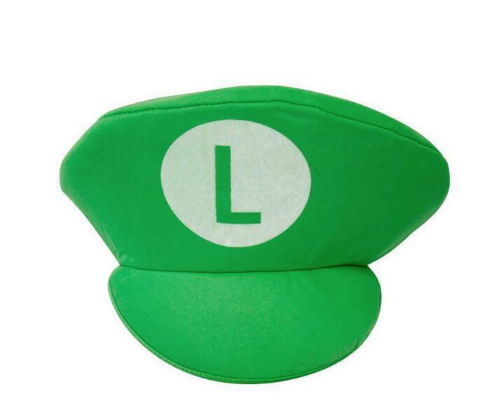 Funny Cute Adult Kids Anime Cartoon Super Game Luigi Cosplay Hats Red Green Cap Prop Party