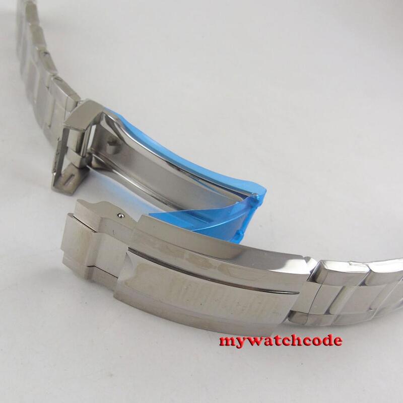 Escovado 20mm 316l aço inoxidável sólido pulseira caber 40mm bliger relógio polido centro pulseira