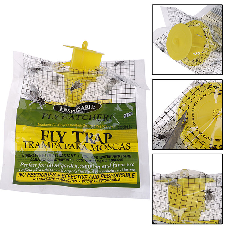 Trampa colgante para moscas, bolsa desechable de 6 piezas, para mosquitos, avispas, insectos, matamoscas, para exteriores