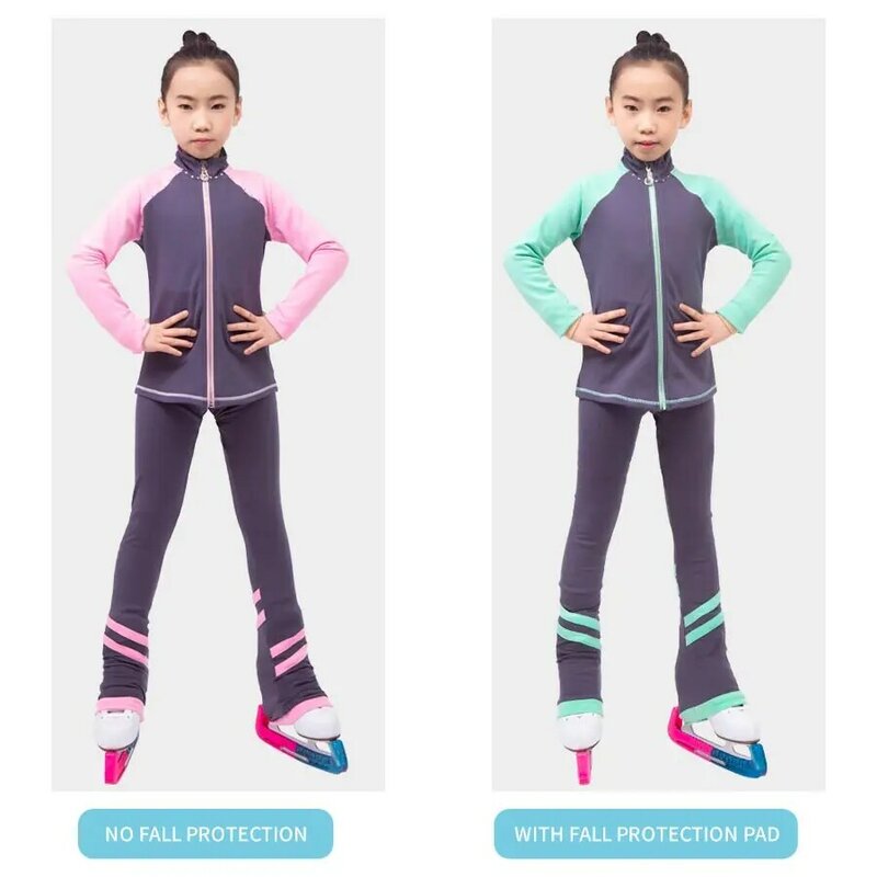 Leggings de patinaje artístico para niñas y niños, conjuntos de chaquetas con cristales de alta calidad, pantalones de patinaje sobre hielo para entrenamiento