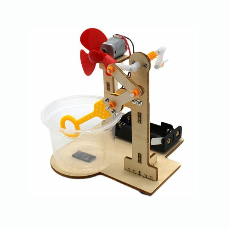 Giocattolo di assemblaggio fai-da-te Puzzle di legno Bubble Making Machine fisica giocattolo Kit meccanico giocattoli