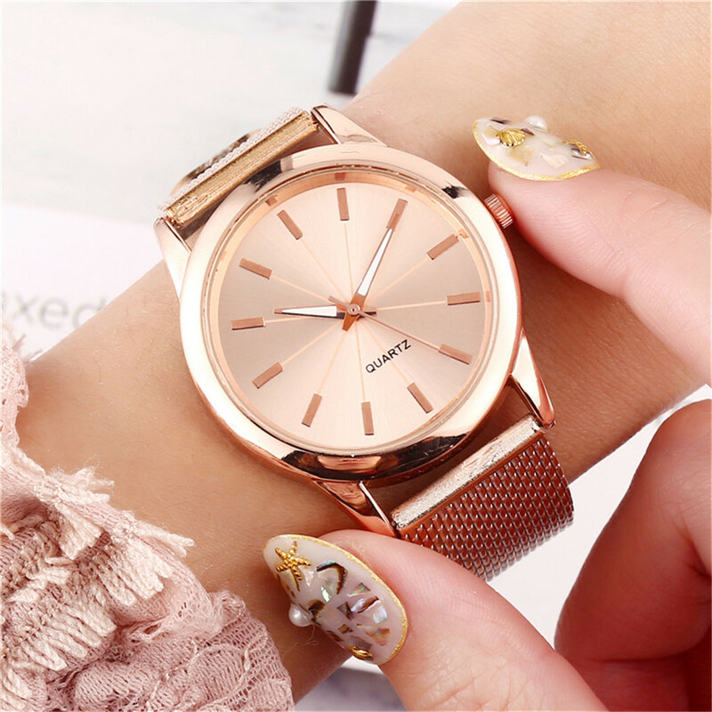 2023 jam tangan wanita jam tangan hitam emas magnetik baja nirkarat tali jaring jam tangan mewah jam tangan berlian jam tangan asli untuk wanita