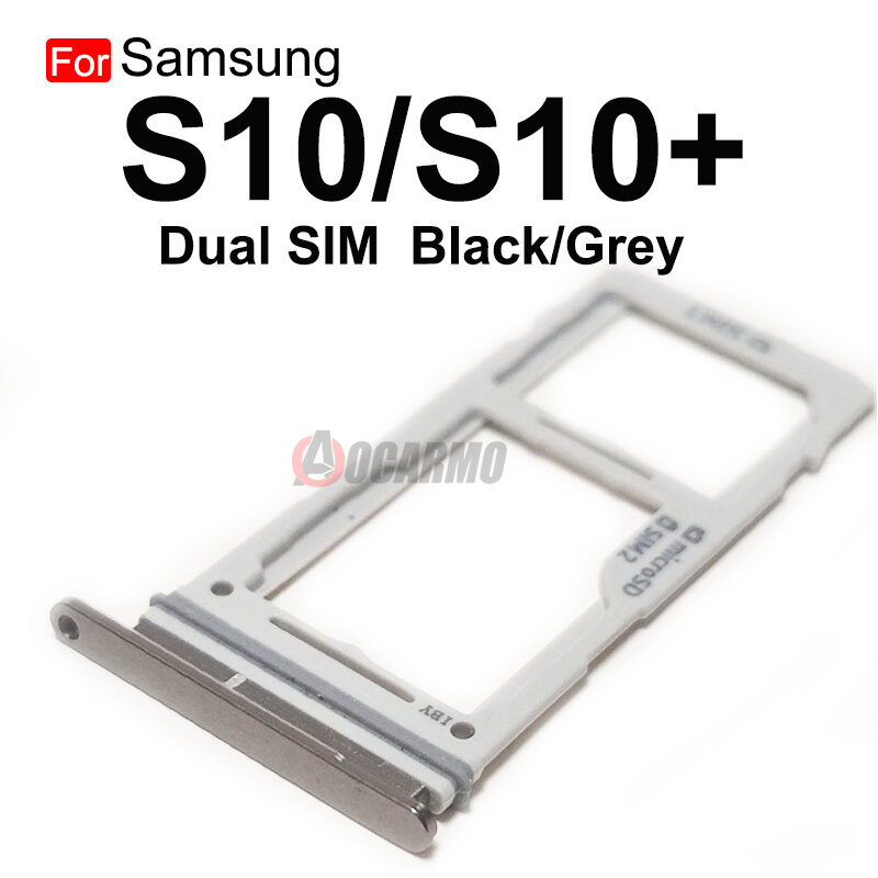Suporte da bandeja do slot para cartão SIM, soquete do leitor de cartão, peças de reposição Samsung Galaxy S10 Plus, S10 +