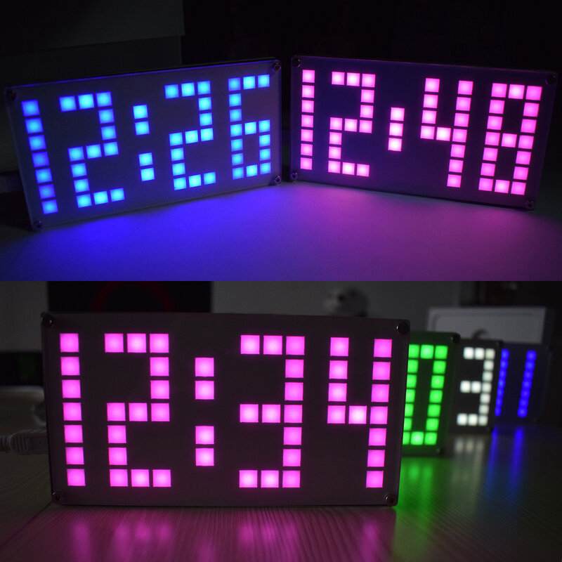 Horloge tactile de grande taille DS3231, kit de réveil à matrice de points LED