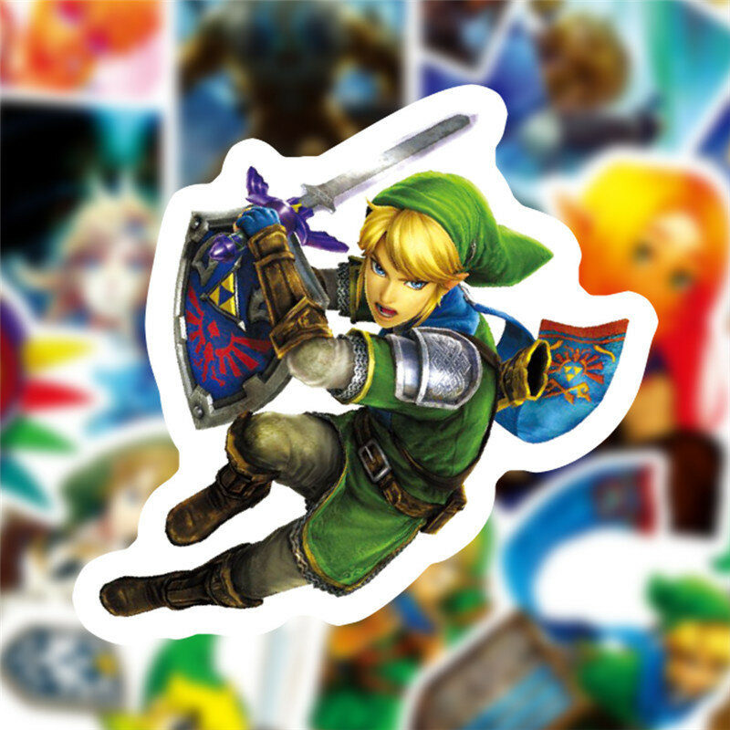 50pcs/set Game The Legend of Zelda Stickers Cosplay Prop Accessories PVC Cute Cartoon Decal Waterproof Luggage Sticker