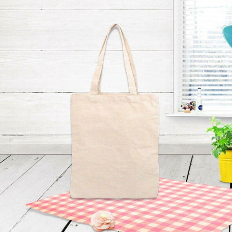 Creamy White Plain Shopping Shoulder Tote High Capacity Environmental Friendly Shopper Bags Cotton Canvas Bag Handbags Gifts