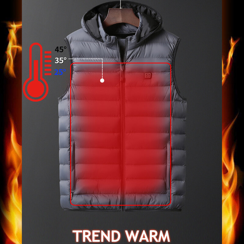 Chaleco calefactor eléctrico ajustado ajuste de temperatura sombrero engrosamiento para hombres y mujeres ropa de abrigo chaqueta exterior con calefacción USB