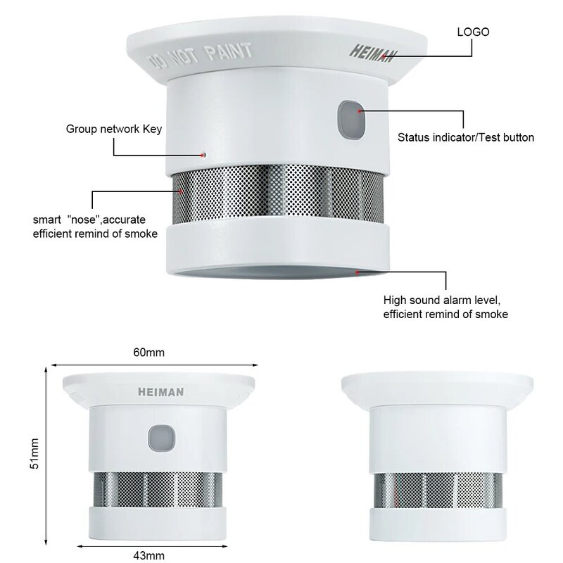 Heiman 5 pcs zwave Rauchmelder Brandschutz alarm z-Welle 868mhz drahtloser Sensor für Smart-Home-Sicherheit