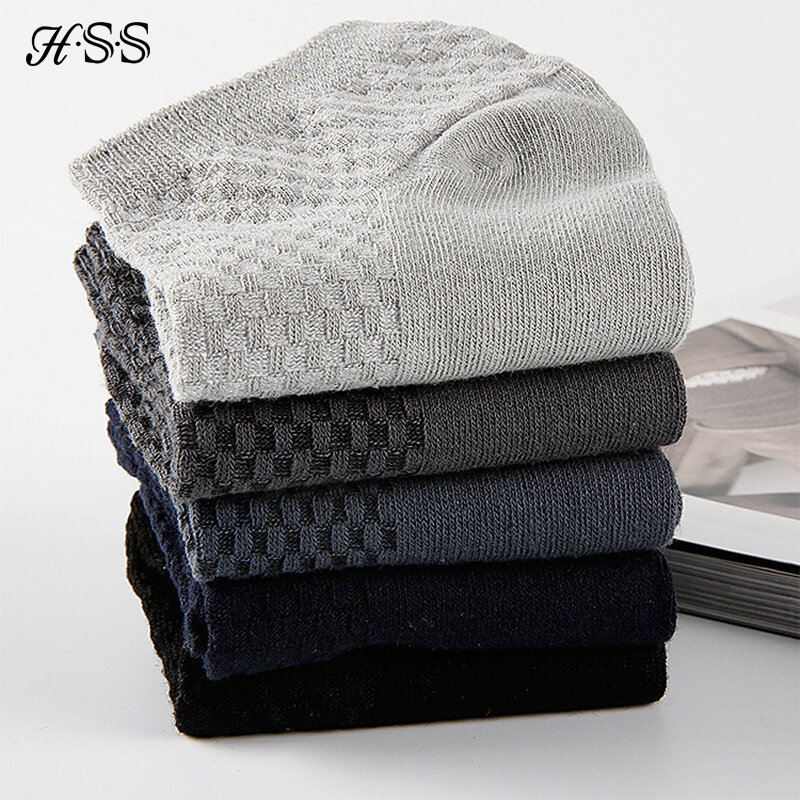 HSS-Chaussettes courtes en fibre de bambou pour hommes, lot de 5 paires, de haute qualité, respirantes, pour l'été et l'hiver