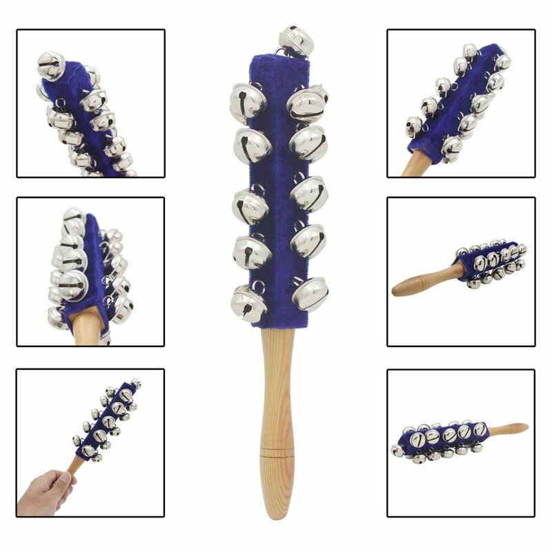 1PC Orff instrument Bell Stick Toys Baby Kids Shaker Rattle Jingle Wooden Handle with 21-Bells Musical Toys New Gift