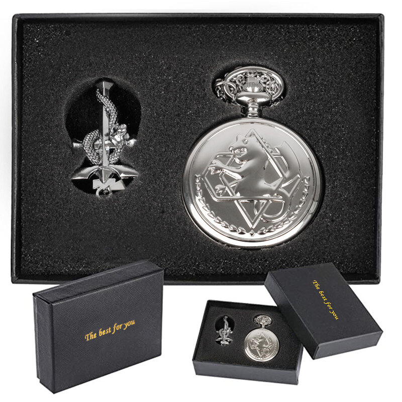 Fullmetal Alchemist High Grade Gifts Sets Pocket Watch Cosplay Japan Anime Necklace Clock Accessories With Box CF1217