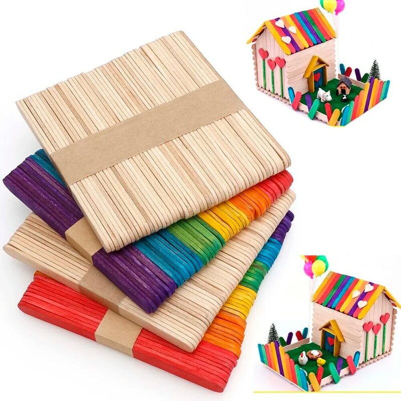 50Pcs/lot Kids DIY Craft Toys Colorful Natural Wood Counting Sticks Montessori Preschool Children Counting Math Educational Toys
