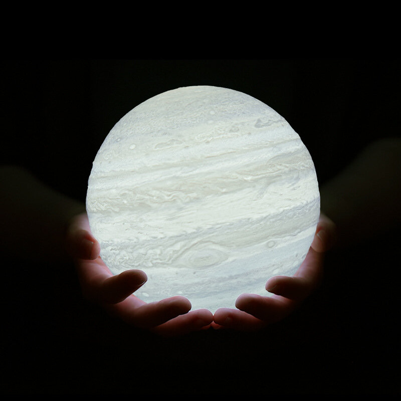 Stampa 3D colorata lampada giove luna luce terra 16 colori telecomando ricaricabile luce notturna bambino camera da letto Decor