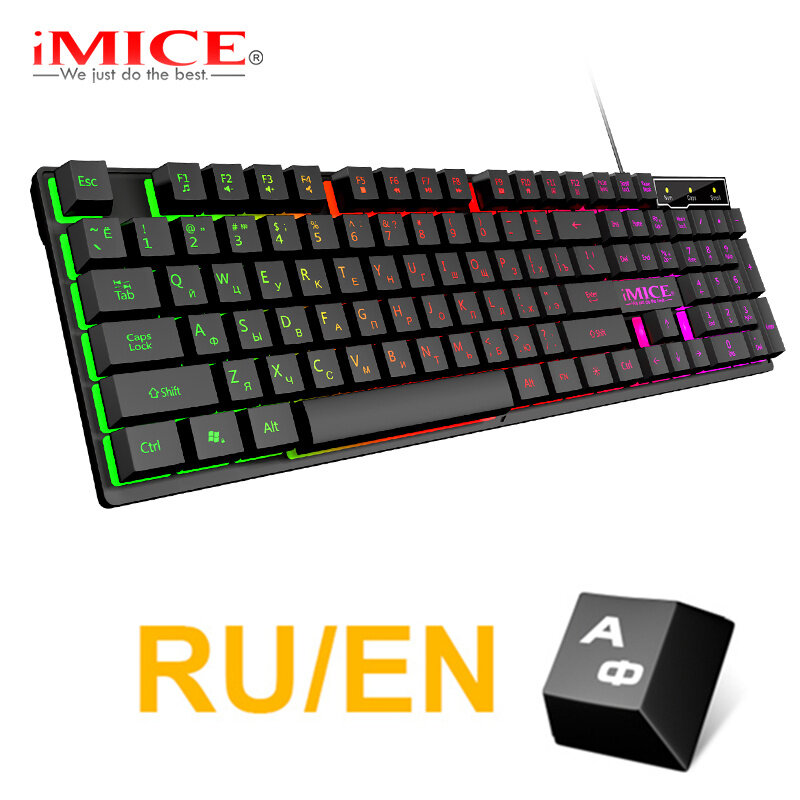 Clavier de jeu Imitation clavier mécanique avec rétro-éclairage clavier de joueur russe filaire USB rvb claviers de jeu pour ordinateur