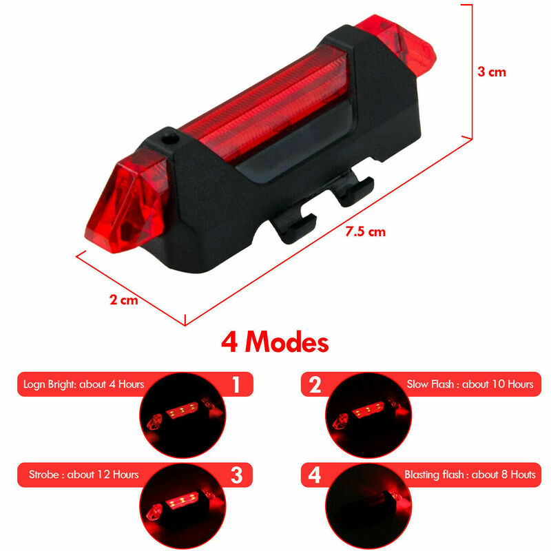 USB Rechargeable Riding Bicycle Rear Light 5 LED Bike Tail Light Night Cycling Warning Lamp