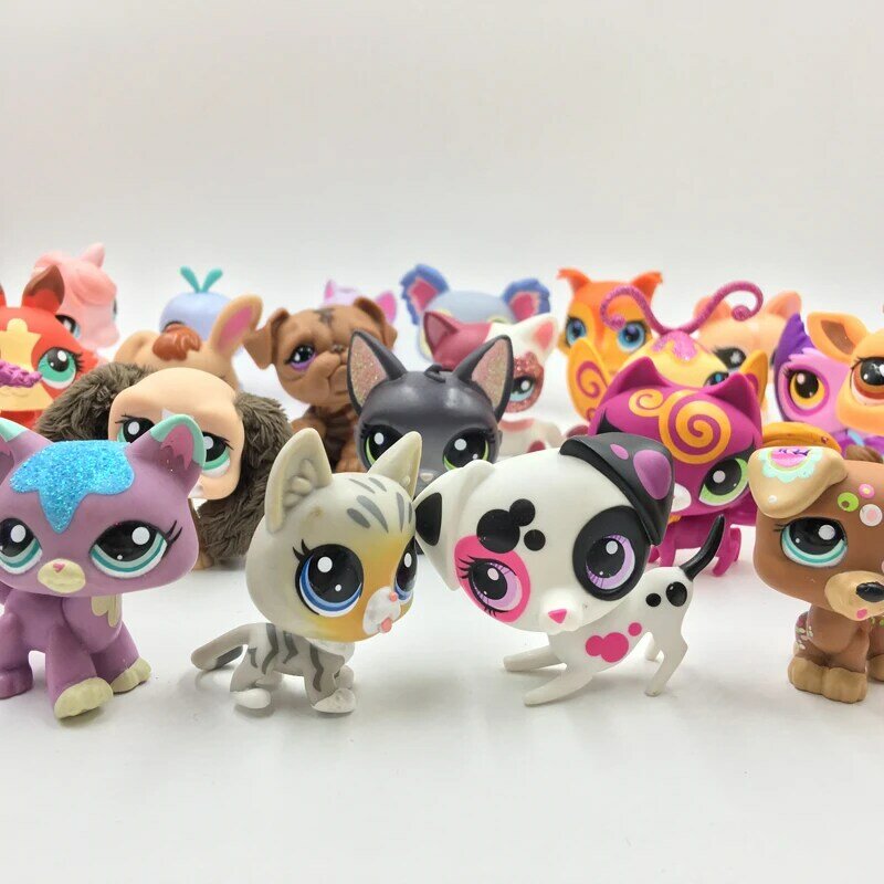 LPS CAT-Mini tienda de mascotas Littlest, juguetes bonitos, figuras originales raras, cabeza de Bobble, gatito Collie Spaniel, 10 unidades por lote