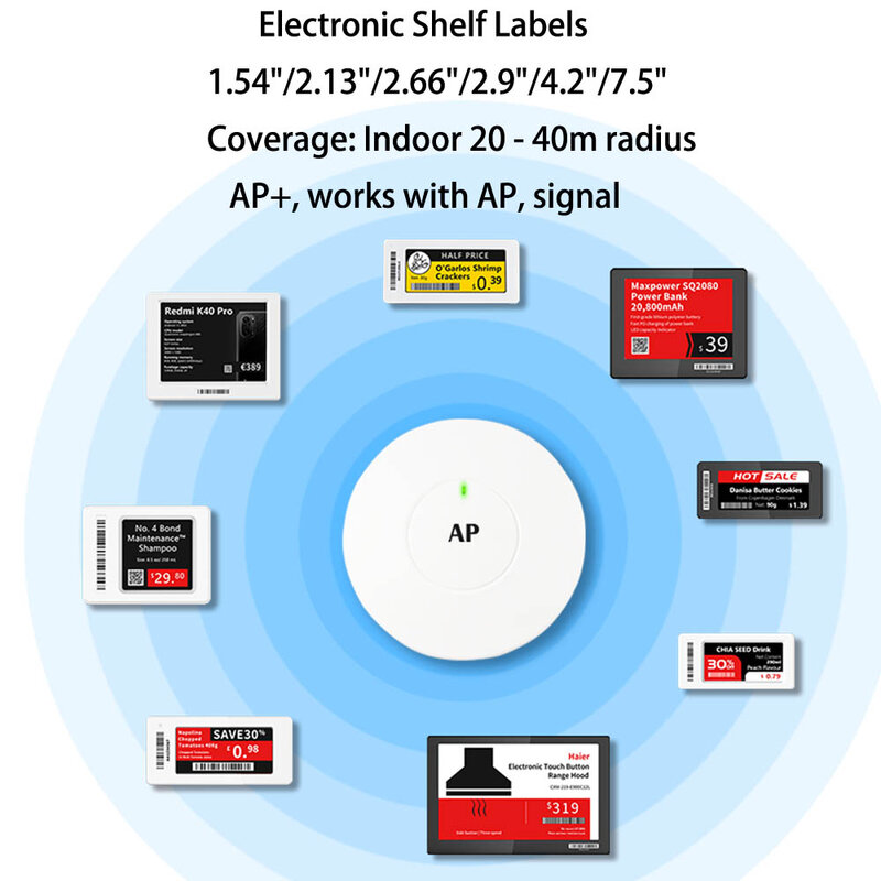 Etiqueta de precio electrónica de 1,54 ", estante de pantalla ESL Eink, escritura de etiquetas de bajo consumo, Conexión fácil de usar, proporciona API y MQTT gratuitos