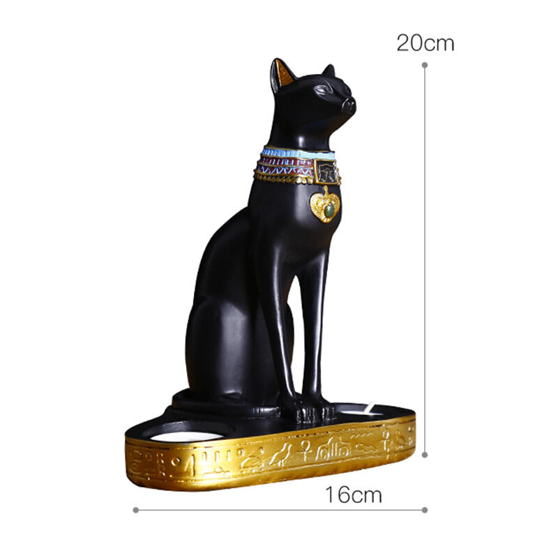 แมวอียิปต์รูปปั้นตกแต่ง Retro Cat เทพธิดาเรซิ่นเทียนผู้ถือตกแต่งสวนงานแต่งงานของขวัญวันเกิดสำ...