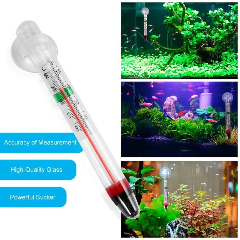 Glass Meter Aquarium Fish Tank Water Temperature Thermometer With Suction Cup Digital Household 0-44 Degrees Ce