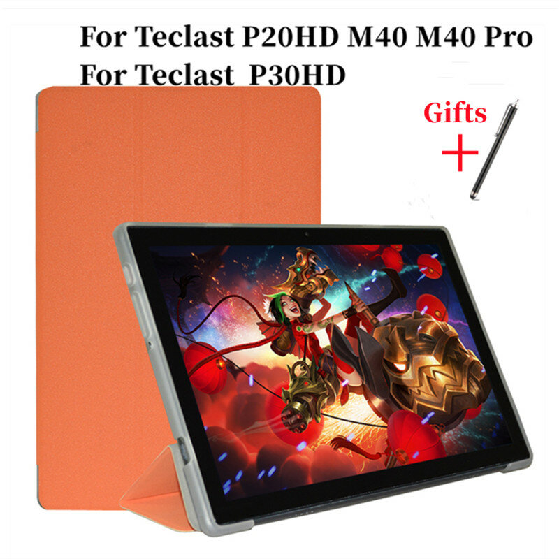 Ultra Dunne Drie Fold Stand Case Voor Teclast P20HD M40 M40 Pro 10.1Inch Tablet Soft Tpu Drop Resistance Cover voor P30HD Tablet