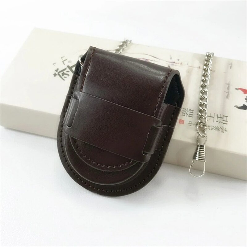 Leather Cover Vintage Classic Pocketed Watch Box Chain Pocket Watch Storage Holder Coin Purse Pouch Bag