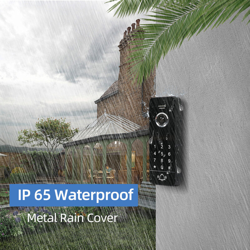 Jeatone 7 ” Wifi Tuya Smart Wired Video Intercom Door Phone Doorbell with Waterproof Doorman Support ID Cards /Password Unlock