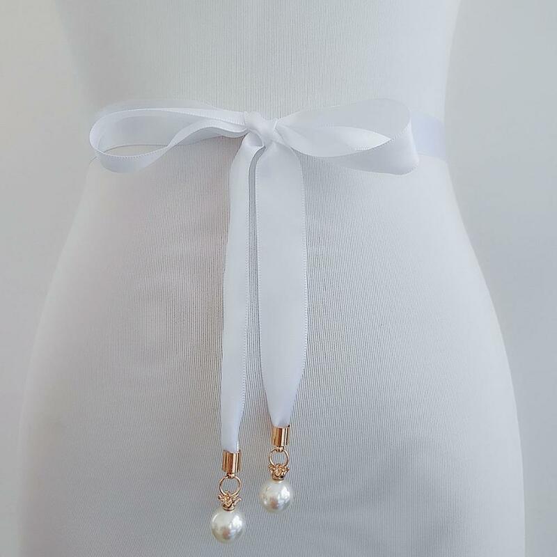 2020 best-selling color belt bridal belt children belt pearl pendant ribbon belt bridesmaid waist ornament wedding accessories