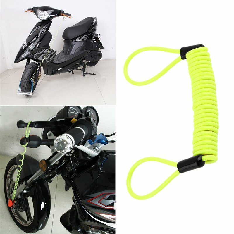 Bloqueo de alarma de freno de disco de rueda de motocicleta, bolsa y cable de resorte de recordatorio, antirrobo de seguridad de 120cm