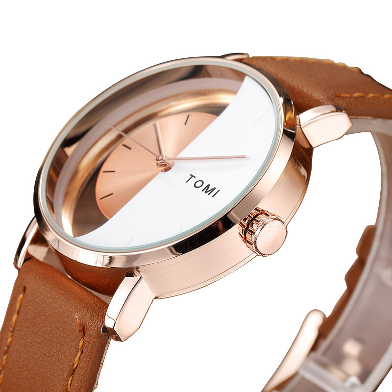 Orologio unico quadrante trasparente orologi Unisex per uomo donna coppia moda semplice orologio da polso in pelle uomo donna quarzo Reloj