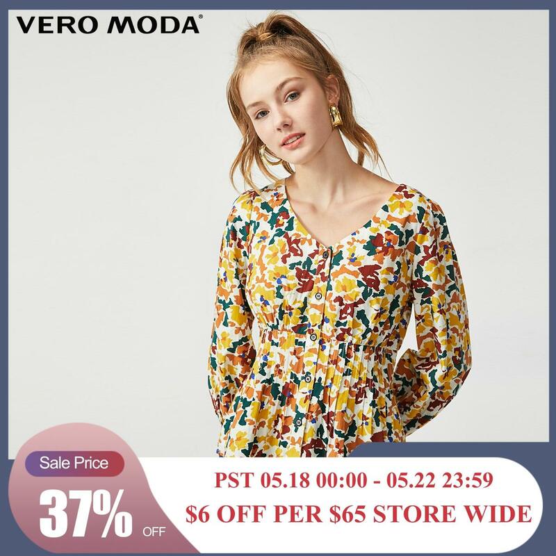 Vero Moda Women's Prairie Chic V-neckline 3/4 sleeves Elasticized Waist Blouse | 319331590