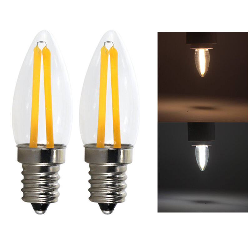 Fiala filamento E12 lampadina a Led 110v 220v 2W Super Cob Mini Candle Spot Home Decor illuminazione guscio di vetro per lampadari lampada da parete