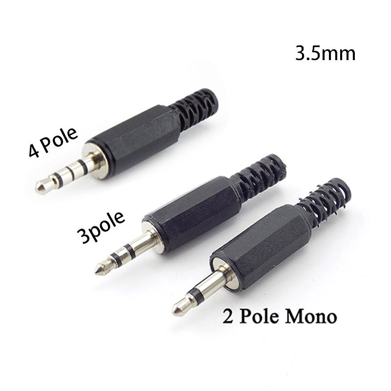 2/5/10 stücke 3,5mm 1/8 "Audio Stecker Jack Adapter Mono/Stereo Stecker Kopfhörer 3,5mm 2/3/4 Pol stecker stecker Schwarz