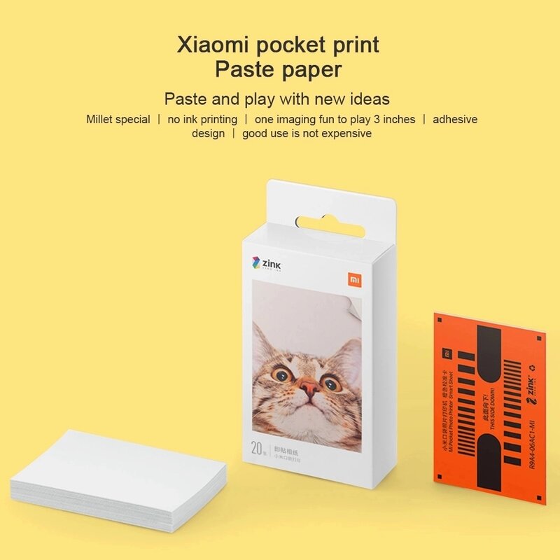 Xiaomi ZINK Pocket Photo Paper fogli di stampa fotografica autoadesivi per Xiaomi Mini stampante fotografica tascabile da 3 pollici solo carta