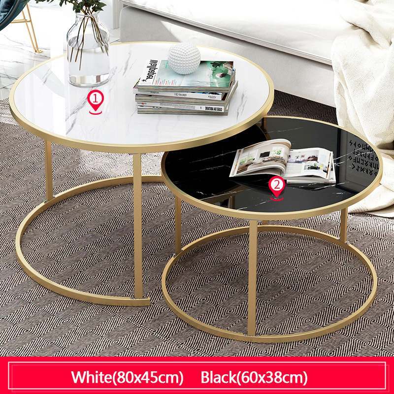 Tea Table End Table For Office Coffee Table Wooden Round Marble Magazine Shelf Small Table Movable Bedroom Living Room Furniture