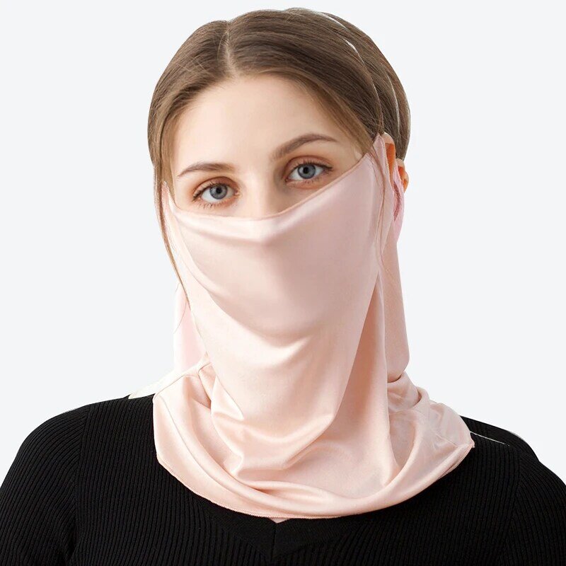 Hangzhou – foulard en soie pour femmes, Bandana de protection Anti-uv, écharpe magique, Tube en soie véritable, couvre-chef, été, noir, 100%