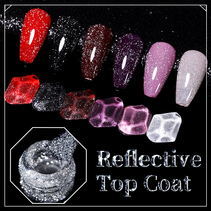 LILYCUTE Glitter riflettente Top Coat Gel smalto per unghie argento colorato scintillante Auroras Laser Semi permanente Nail Art Gel vernice