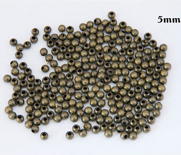 Cuentas de Metal de 4mm, 5mm, 6mm y 8mm, espaciador de bolas lisas de bronce antiguo, cuentas engastadas para joyería