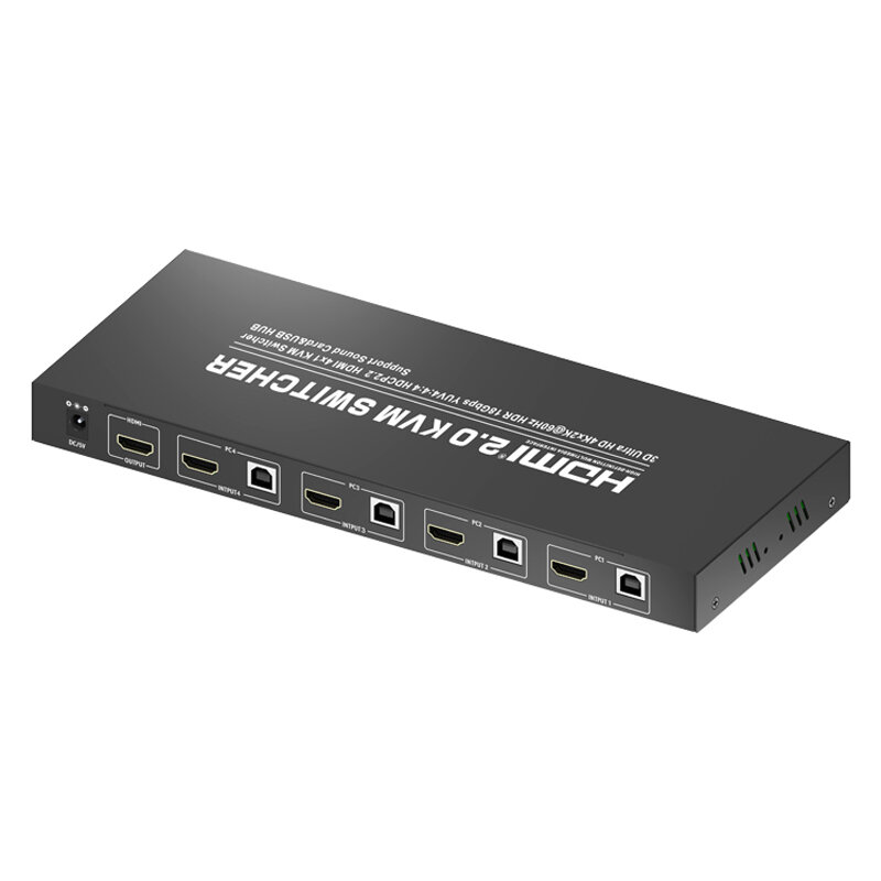 KVM Switch 4K 60Hz compatible con HDMI, consola 4x1 para compartir teclado, ratón, enchufe para impresora y separador de Paly, sonido de vídeo, HUB de tarjeta USB