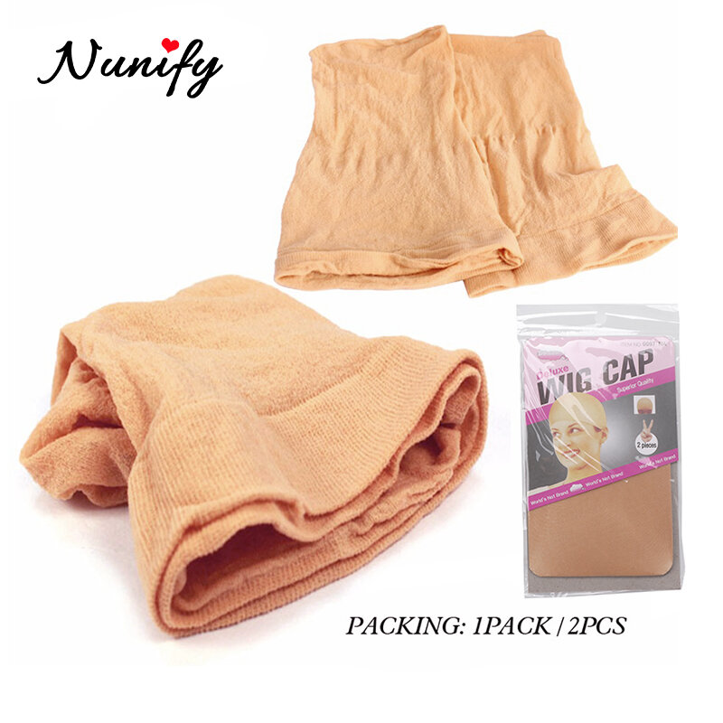 Nunify-Invisible Stocking Wig Cap, respirável onda cabelo Net, preto, bege, cor da pele, peruca Acessórios, 2pcs por lote