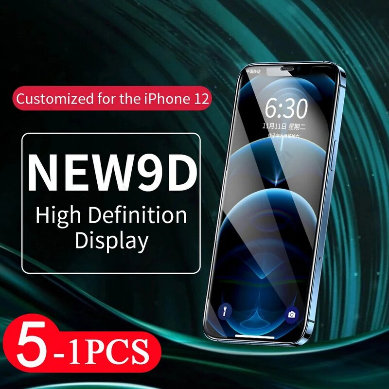 Película de vidro temperado para tela de iphone, 5/peças para iphone x xr se xs 12 mini 11 pro max 8 7 6 6s plus, protetor de tela