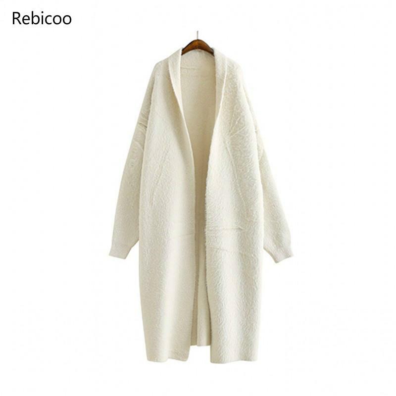Suéter de cachemira auténtica para mujer, Chaqueta de punto de visón, abrigo largo de piel de invierno, envío rápido