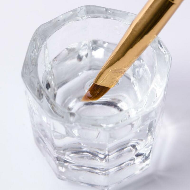 Zeigt Regal Arcylic Pulver Glas Cup Dappen Dish Container für Arcylic Nail art Flüssigkeit Pulver Achteckige Form