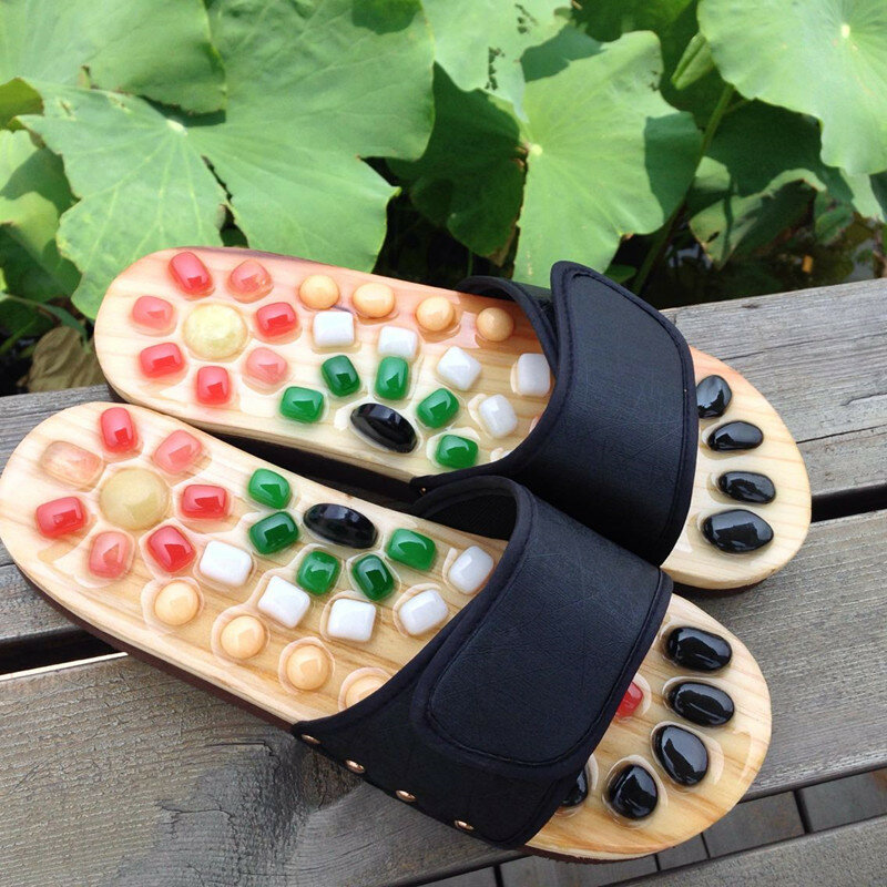 Newly Natural Pebble Stone Foot Massager Slippers Reflexology Care Blood Activating Foot Acupuncture Point Massage Shoes
